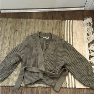 Cropped wrap around sweater
